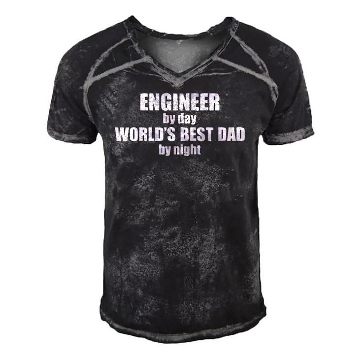 Engineer By Day Worlds Best Dad Mens Custom Job Engineering Funny Geek Awesome Fathers Day Christmas Men's Short Sleeve V-neck 3D Print Retro Tshirt