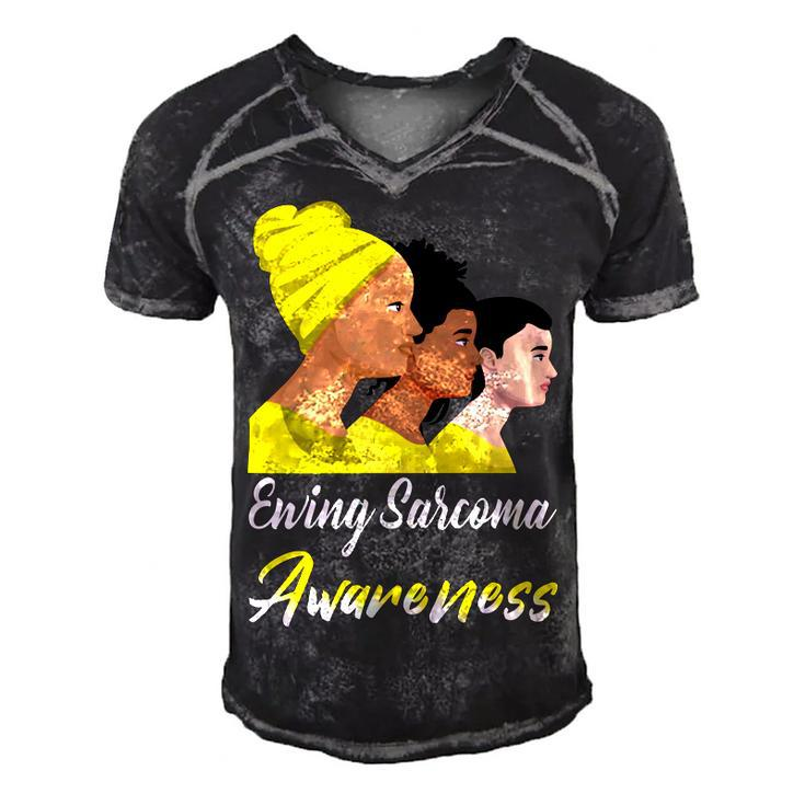 Ewings Sarcoma Awareness  Yellow Women  Ewings Sarcoma  Ewings Sarcoma Awareness Men's Short Sleeve V-neck 3D Print Retro Tshirt