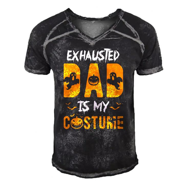 Exhausted Dad Is My Costume Mens Funny Halloween Gift Men's Short Sleeve V-neck 3D Print Retro Tshirt