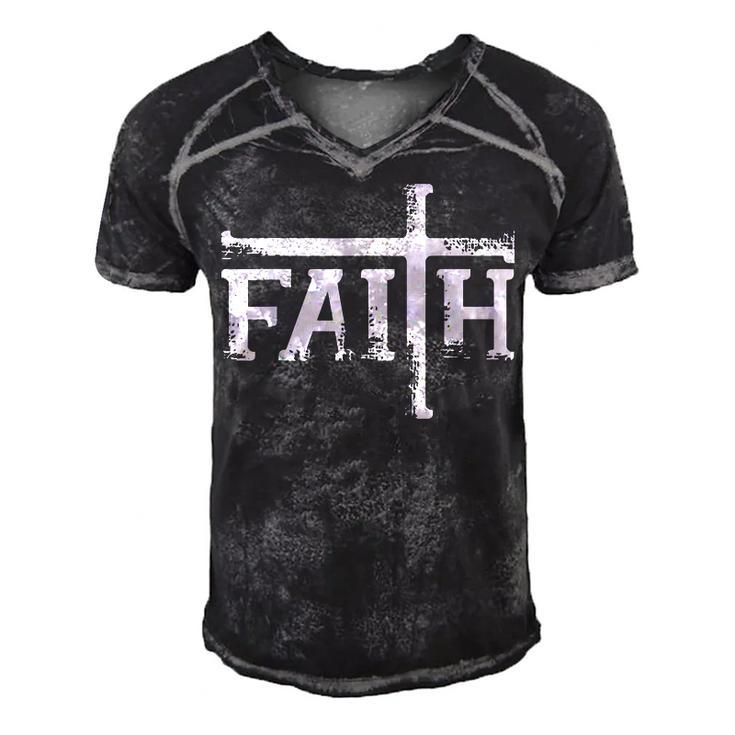 Faith Cross  Christian T  For Men Women Kids  Men's Short Sleeve V-neck 3D Print Retro Tshirt