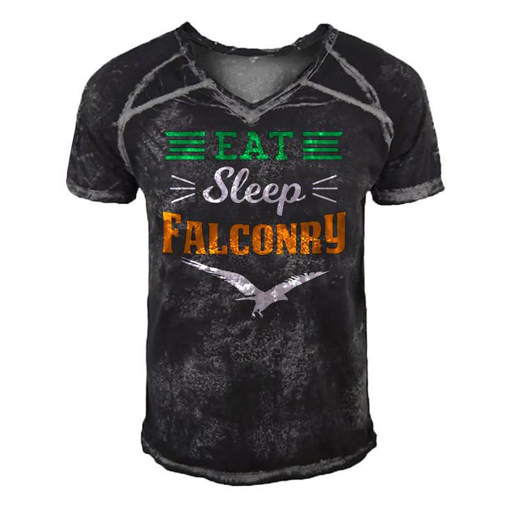 Falconer Falcon Hunter Hunting Hawking Eat Sleep Falconry Men's Short Sleeve V-neck 3D Print Retro Tshirt