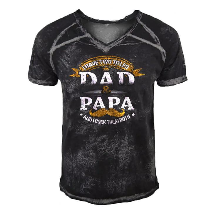 Family Dad & Papa Funny Fathers Day Grandpa Daddy Gift Men's Short Sleeve V-neck 3D Print Retro Tshirt