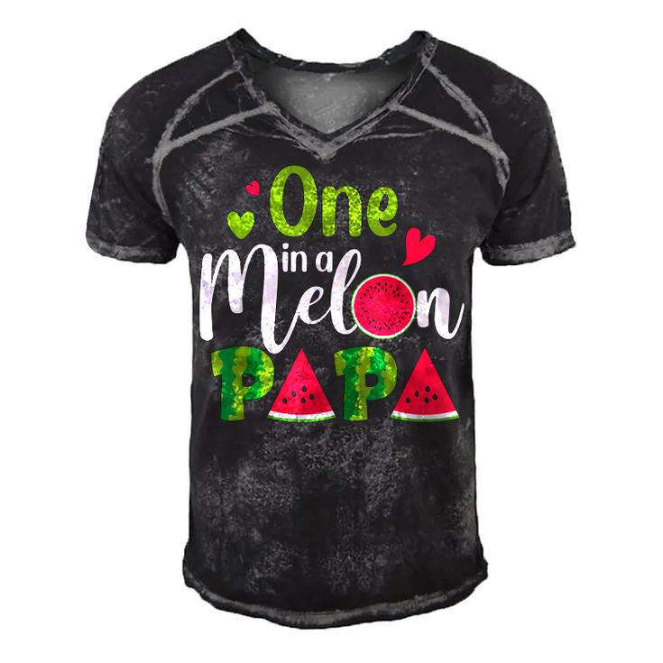 Family One In A Melon Papa Birthday Party Matching Family  Men's Short Sleeve V-neck 3D Print Retro Tshirt