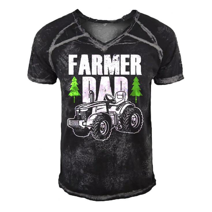 Farmer Dad Father Daddy Farm Farming Farmers Tractor Gift Men's Short Sleeve V-neck 3D Print Retro Tshirt