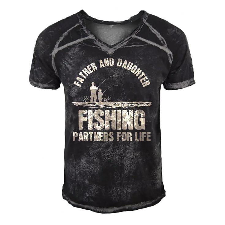 Father & Daughter Fishing Partners - Fathers Day Gift Men's Short Sleeve V-neck 3D Print Retro Tshirt