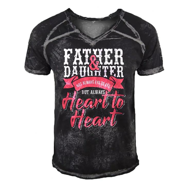Father And Daughter Heart To Heart Men's Short Sleeve V-neck 3D Print Retro Tshirt