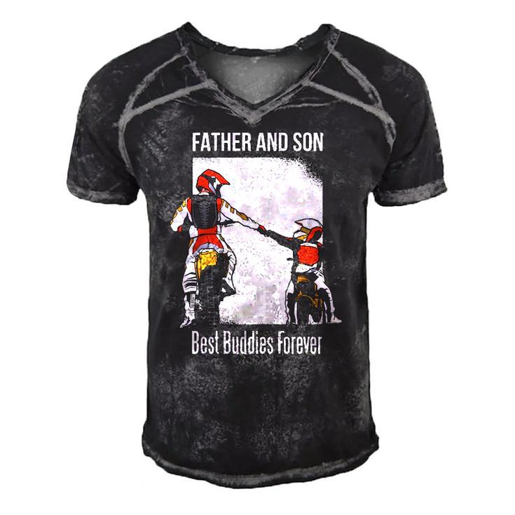 Father And Son Best Buddies Forever Fist Bump Dirt Bike Men's Short Sleeve V-neck 3D Print Retro Tshirt