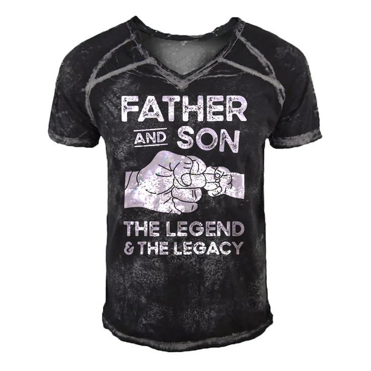 Father And Son The Legend And The Legacy Fist Bump Matching Men's Short Sleeve V-neck 3D Print Retro Tshirt