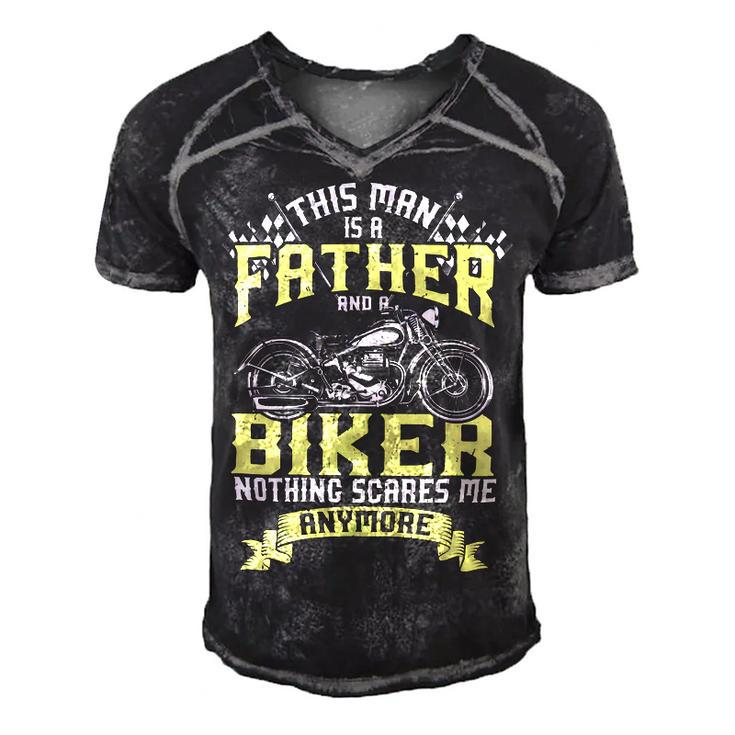 Father Grandpa And Biker Funny Motorcycle Race Dad Gift95 Family Dad Men's Short Sleeve V-neck 3D Print Retro Tshirt