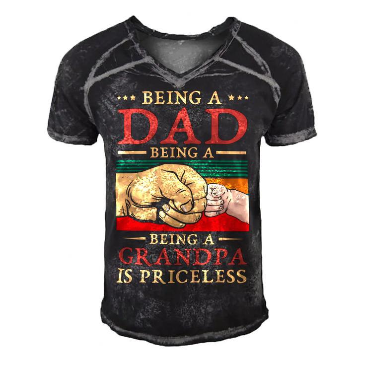 Father Grandpa Being A Dad Is An Honor Being A Grandpa Is Priceless114 Family Dad Men's Short Sleeve V-neck 3D Print Retro Tshirt
