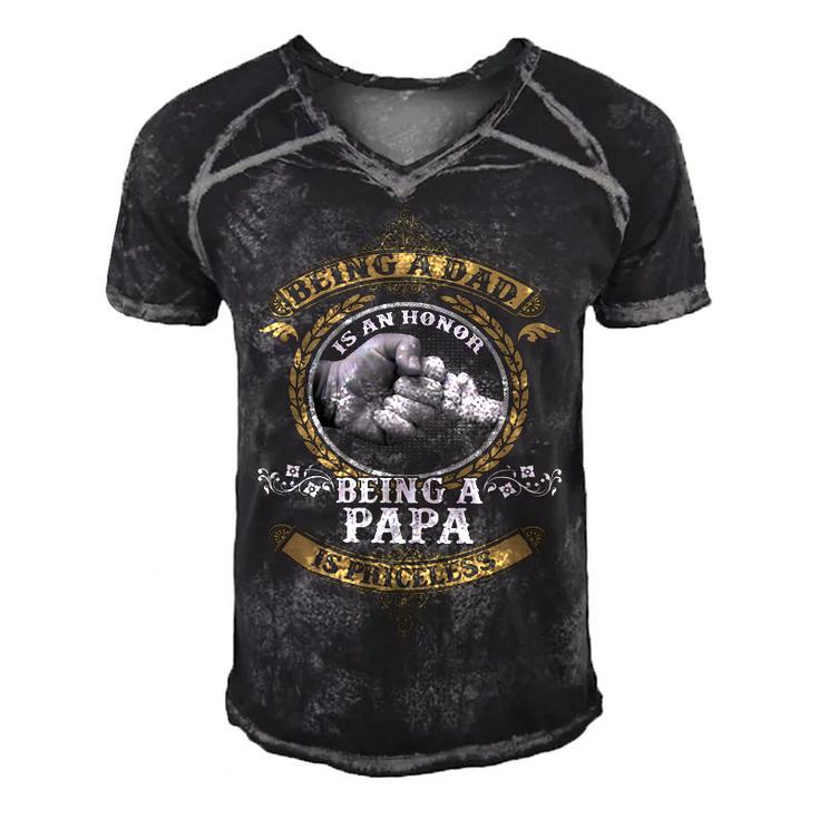Father Grandpa Being A Dad Is An Honor Being A Papa Is Priceless S Day241 Family Dad Men's Short Sleeve V-neck 3D Print Retro Tshirt