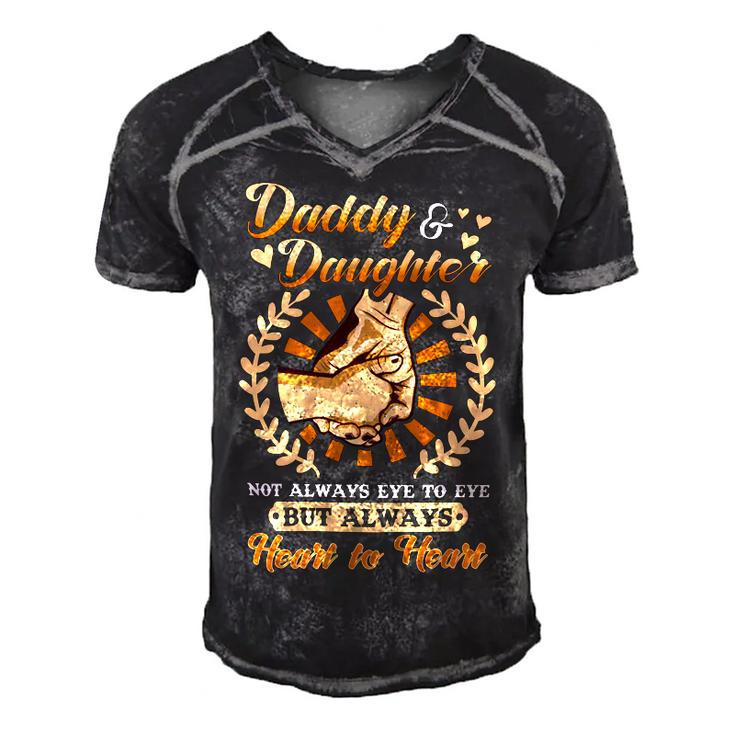 Father Grandpa Daddy And Daughter But Always Heart To Heart 103 Family Dad Men's Short Sleeve V-neck 3D Print Retro Tshirt