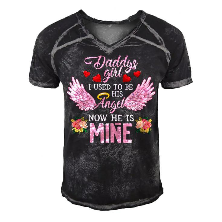 Father Grandpa Daddys Girl I Used To Be His Angel Now He Is Mine Daughter 256 Family Dad Men's Short Sleeve V-neck 3D Print Retro Tshirt