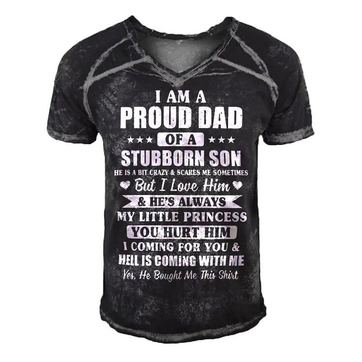 Father Grandpa I Am A Proud Dad I Have Stubborn Son Fathers Day21 Family Dad Men's Short Sleeve V-neck 3D Print Retro Tshirt