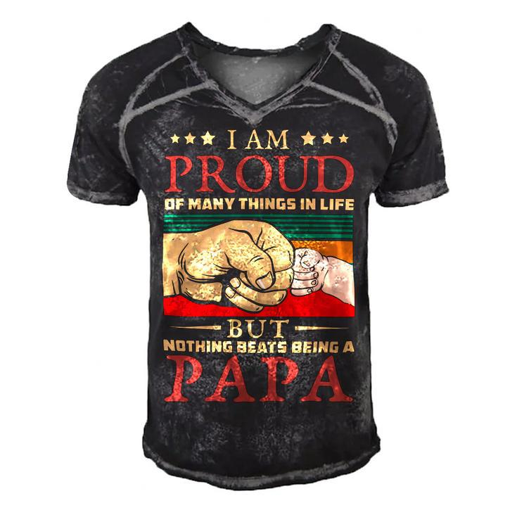 Father Grandpa I Am Proud Of Many Things In Life But Nothing Beats Being A Papa258 Family Dad Men's Short Sleeve V-neck 3D Print Retro Tshirt