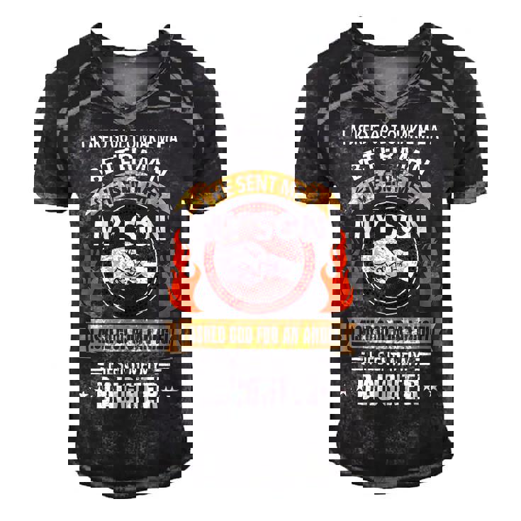 Father Grandpa I Asked Go To Make Me A Better Man He Sent Me My Son 128 Family Dad Men's Short Sleeve V-neck 3D Print Retro Tshirt
