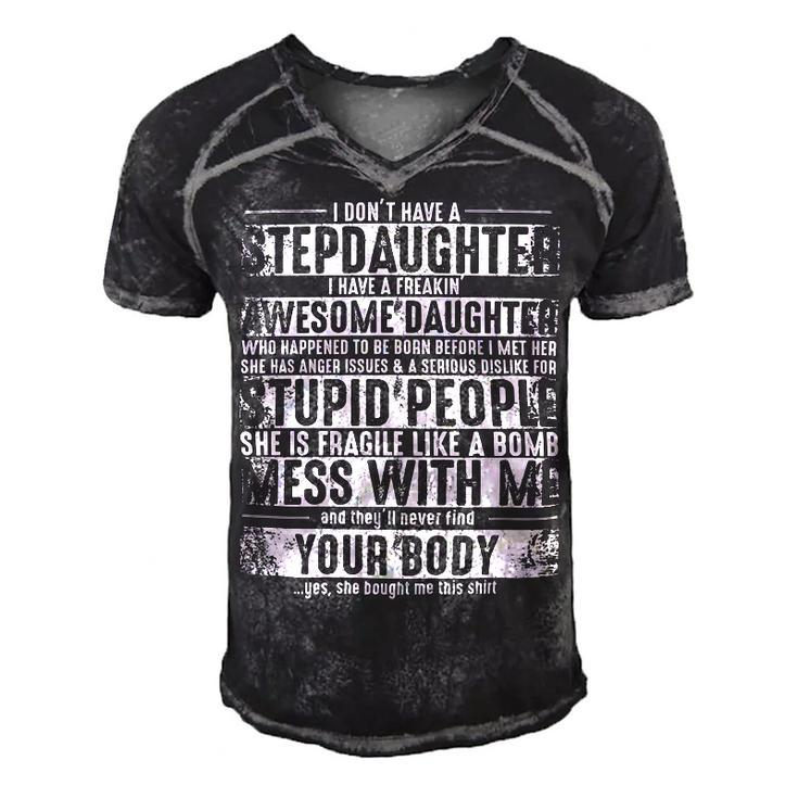 Father Grandpa I Dont Have A Stepdaughter But I Have An Awesome Daughter Stepdad 193 Family Dad Men's Short Sleeve V-neck 3D Print Retro Tshirt
