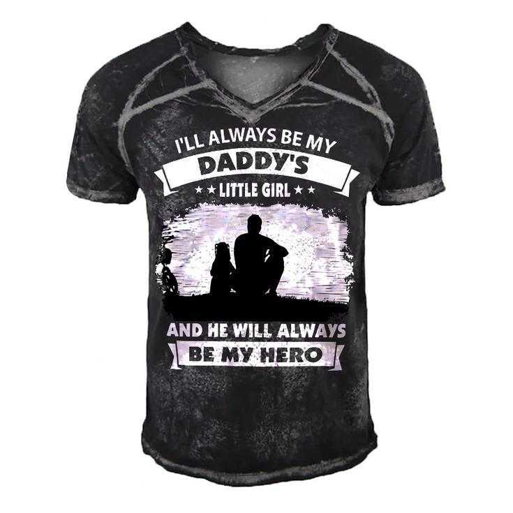 Father Grandpa Ill Always Be My Daddys Little Girl And He Will Always Be My Herotshir Family Dad Men's Short Sleeve V-neck 3D Print Retro Tshirt
