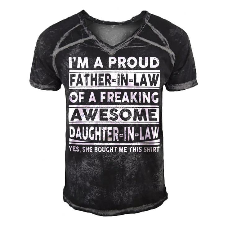 Father Grandpa Im A Proud In Law Of A Freaking Awesome Daughter In Law386 Family Dad Men's Short Sleeve V-neck 3D Print Retro Tshirt