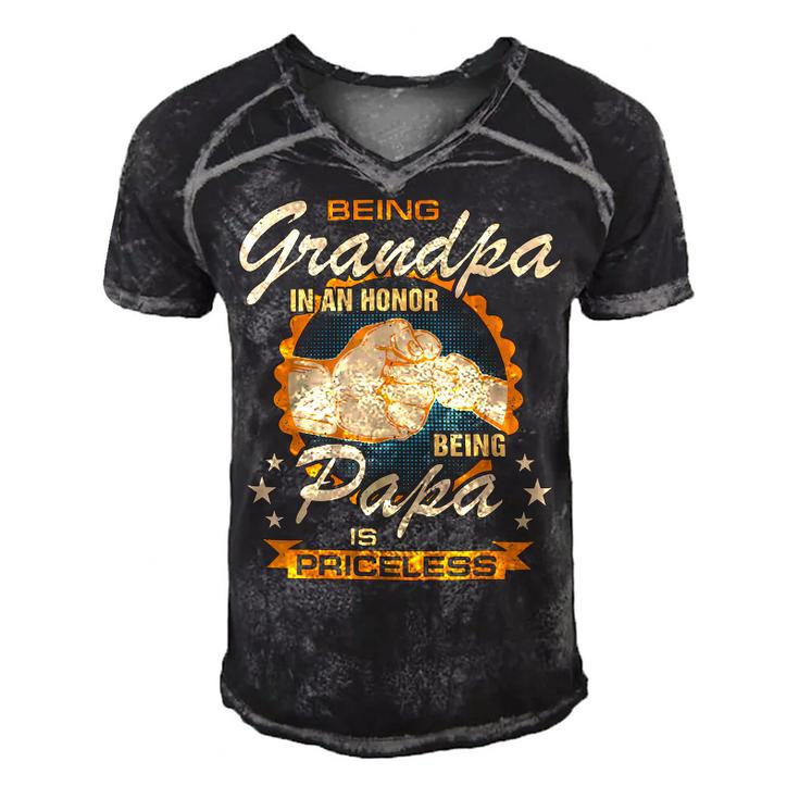 Father Grandpa Mens Being Grandpa Is An Honor Being Papa Is Priceless Best Dad 236 Family Dad Men's Short Sleeve V-neck 3D Print Retro Tshirt