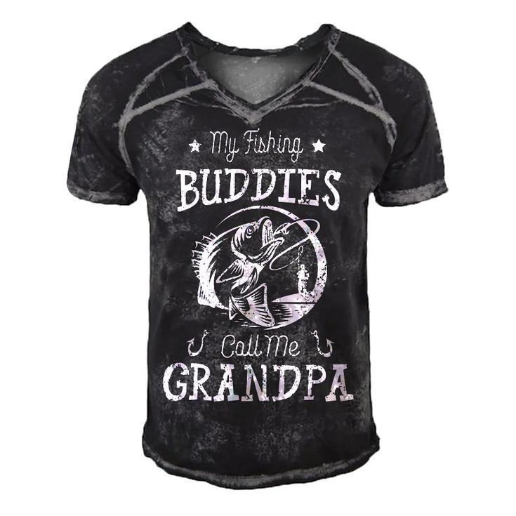 Father Grandpa My Fishing Buddies Call Me Grandpa Cute S Day204 Family Dad Men's Short Sleeve V-neck 3D Print Retro Tshirt