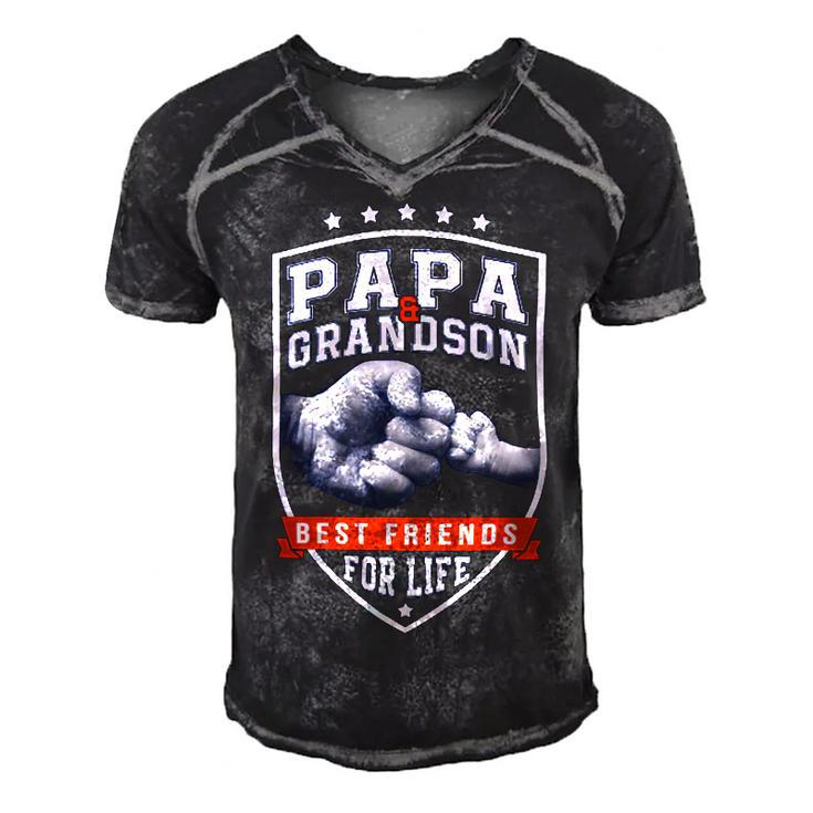 Father Grandpa Papa And Grandson Bestfor Day74 Family Dad Men's Short Sleeve V-neck 3D Print Retro Tshirt