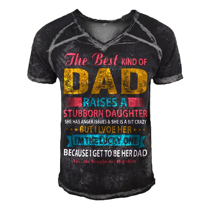 Father Grandpa The Best Kind Of Dad Raises A Stubborn Daughter 113 Family Dad Men's Short Sleeve V-neck 3D Print Retro Tshirt