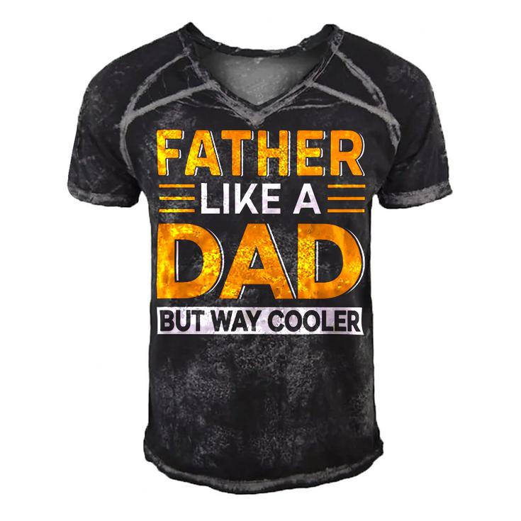 Father Like A Dad But Way Cooler Men's Short Sleeve V-neck 3D Print Retro Tshirt