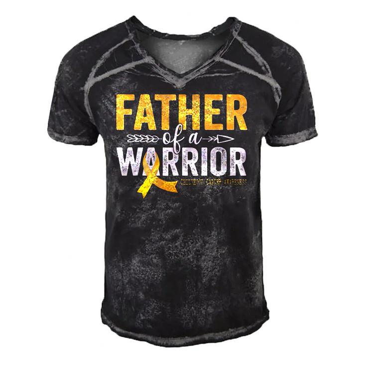 Father Of A Warrior Childhood Cancer Ribbon Oncology Men's Short Sleeve V-neck 3D Print Retro Tshirt