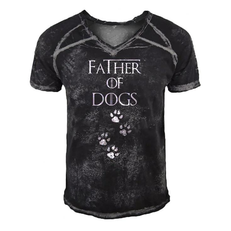 Father Of Dogs Paw Prints Men's Short Sleeve V-neck 3D Print Retro Tshirt