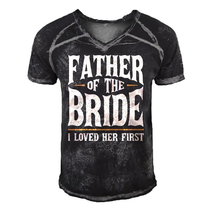 Father Of The Bride I Loved Her First  Men's Short Sleeve V-neck 3D Print Retro Tshirt
