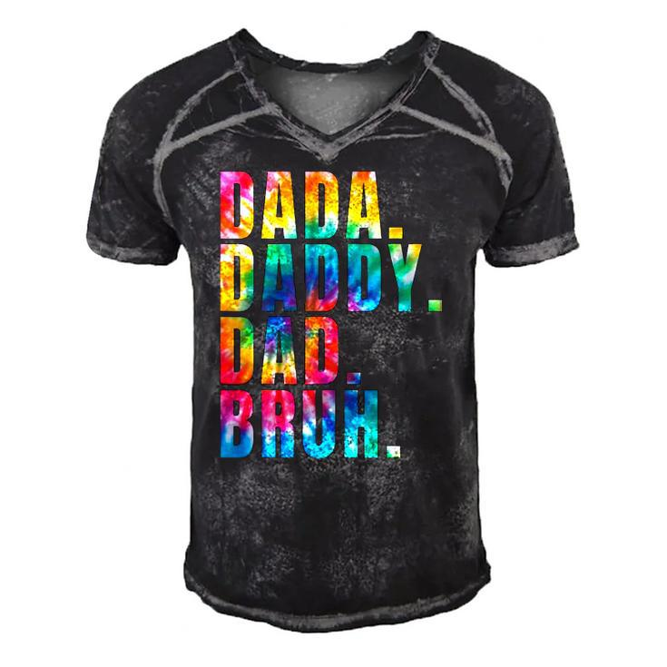 Fathers Day 2022 Dada Daddy Dad Bruh Tie Dye Dad Jokes Mens Men's Short Sleeve V-neck 3D Print Retro Tshirt