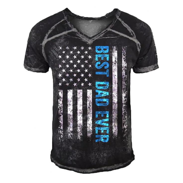 Fathers Day Best Dad Ever With Us American Flag  V2 Men's Short Sleeve V-neck 3D Print Retro Tshirt