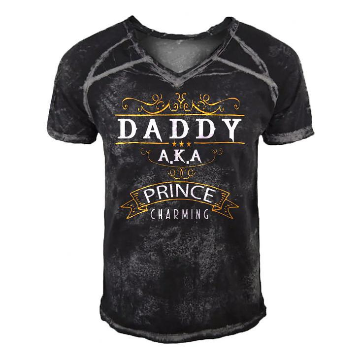 Fathers Day Funny Cute  Daddy Aka Prince Charming Men's Short Sleeve V-neck 3D Print Retro Tshirt
