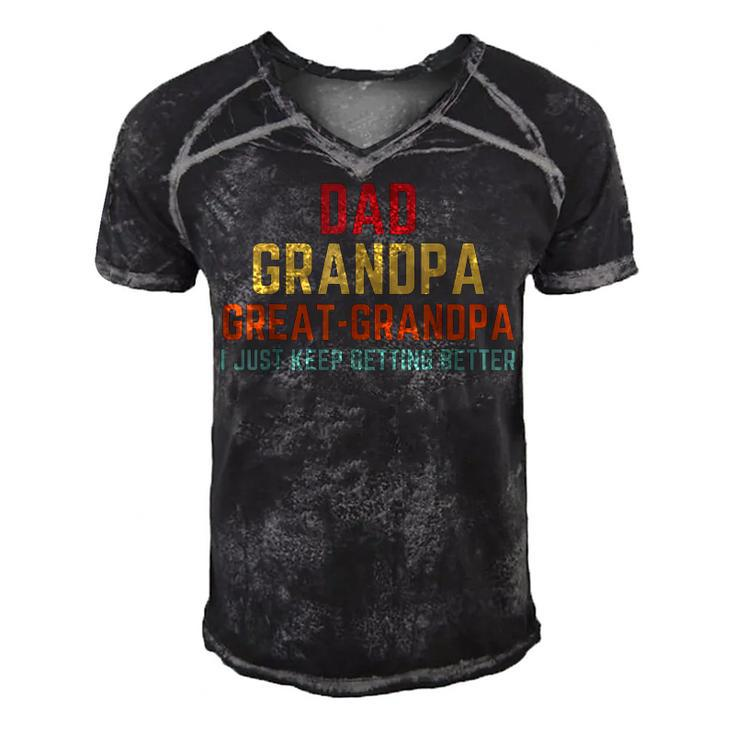 Fathers Day Gift From Grandkids Dad Grandpa Great Grandpa V2 Men's Short Sleeve V-neck 3D Print Retro Tshirt