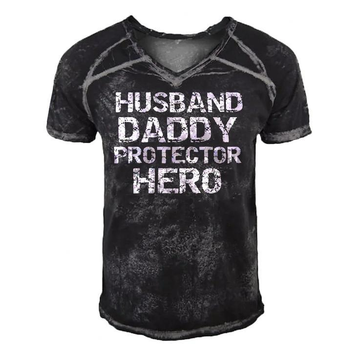 Fathers Day Gift From Wife Husband Daddy Protector Hero Men's Short Sleeve V-neck 3D Print Retro Tshirt