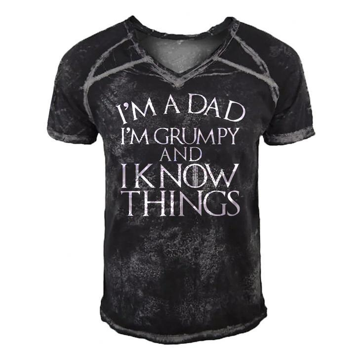 Fathers Day Gift Im A Dad Im Grumpy And I Know Things Men's Short Sleeve V-neck 3D Print Retro Tshirt