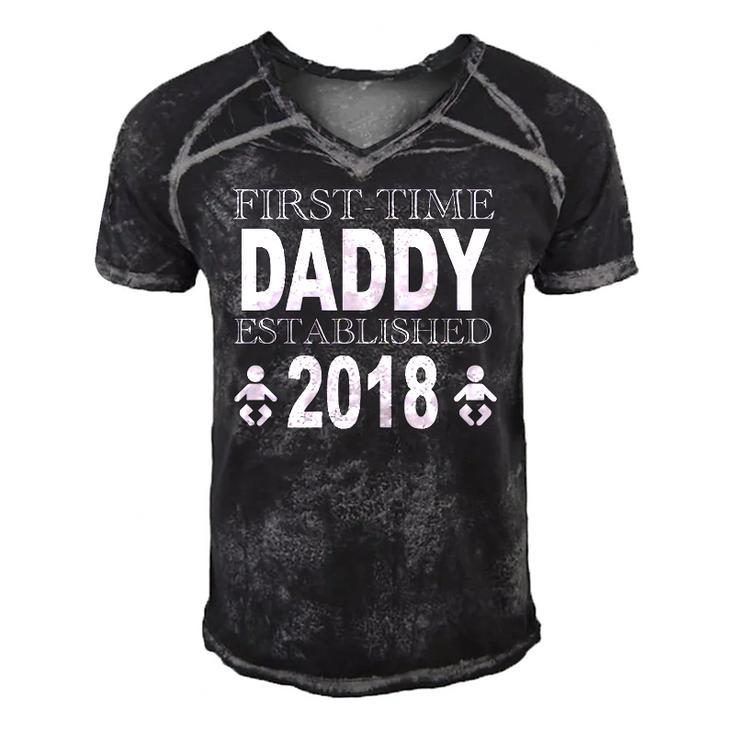 Fathers Day New Daddy First Time Dad Gift Idea Men's Short Sleeve V-neck 3D Print Retro Tshirt