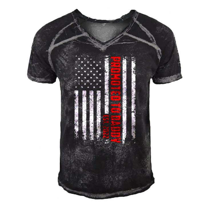 Fathers Day Promoted To Daddy Est 2022 American Flag Men's Short Sleeve V-neck 3D Print Retro Tshirt