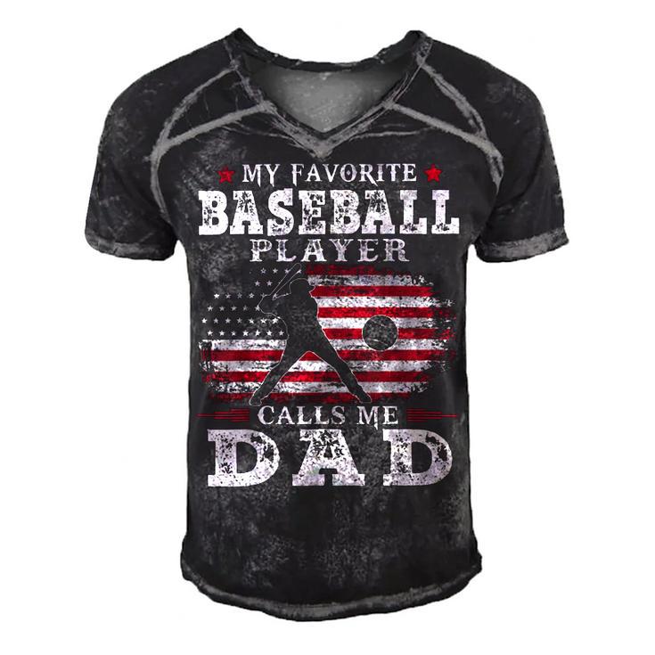 Favorite Baseball Player Calls Me Dad V2 Men's Short Sleeve V-neck 3D Print Retro Tshirt