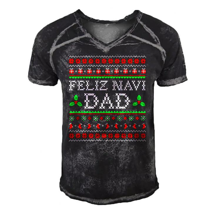 Feliz Navi Dad Ugly Christmas  Daddy Claus Men's Short Sleeve V-neck 3D Print Retro Tshirt