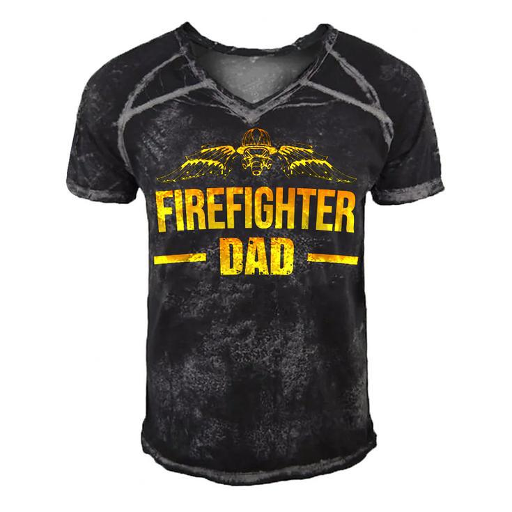 Firefighter Dad Fathers Day Gift Idea For Fireman Dad Men's Short Sleeve V-neck 3D Print Retro Tshirt