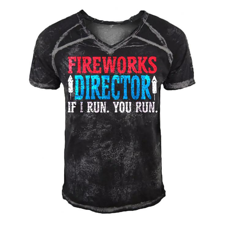 Firework Director If I Run You Run Perfect For 4Th Of July  Men's Short Sleeve V-neck 3D Print Retro Tshirt