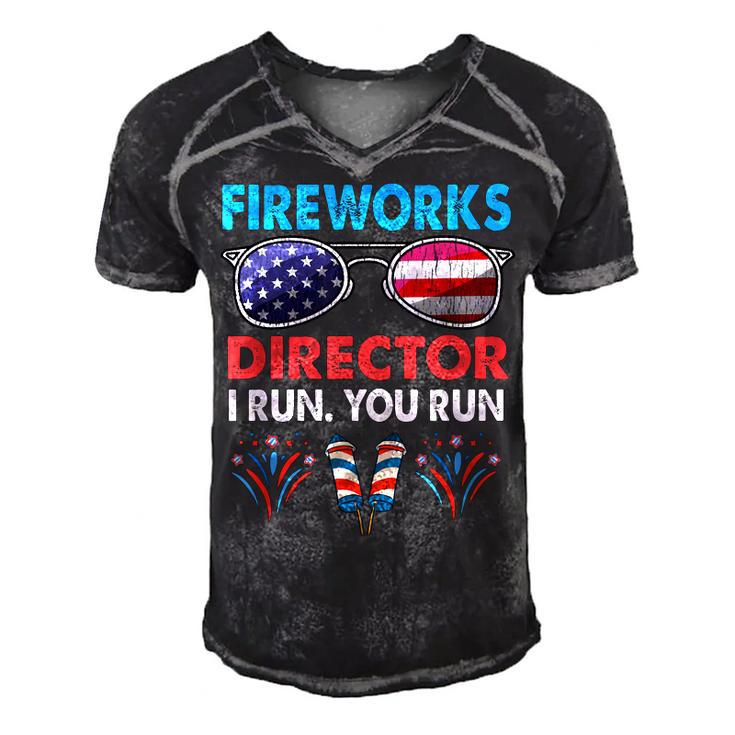 Fireworks Director If I Run You Run Funny 4Th Of July Boys  Men's Short Sleeve V-neck 3D Print Retro Tshirt