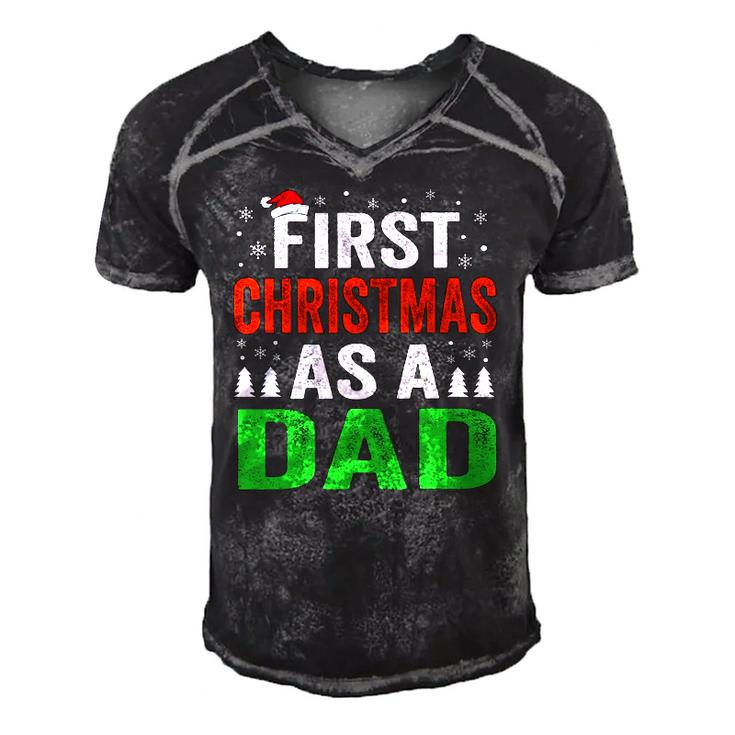 First Christmas As A Dad New Dad 1St Christmas Newborn Daddy Men's Short Sleeve V-neck 3D Print Retro Tshirt