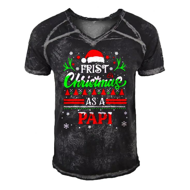First Christmas As A Papi Men's Short Sleeve V-neck 3D Print Retro Tshirt