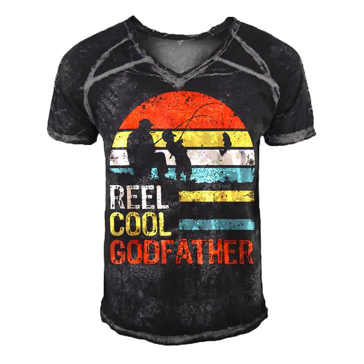 Fishing Reel Cool Godfather V3 Men's Short Sleeve V-neck 3D Print Retro Tshirt