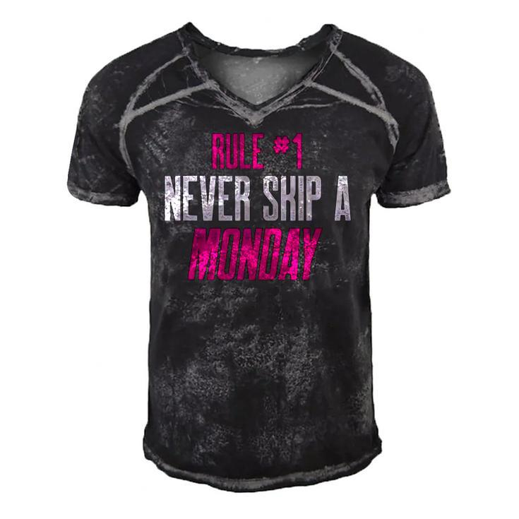 Fitness Gym Inspiration Quote Rule 1 Never Skip A Monday Men's Short Sleeve V-neck 3D Print Retro Tshirt