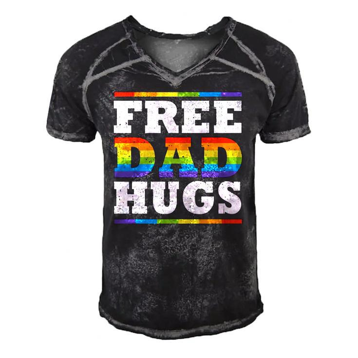 Free Dad Hugs Rainbow Lgbt Pride Fathers Day Gift Men's Short Sleeve V-neck 3D Print Retro Tshirt