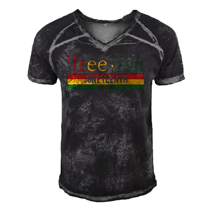 Free Ish Since 1865 With Pan African Flag For Juneteenth Men's Short Sleeve V-neck 3D Print Retro Tshirt